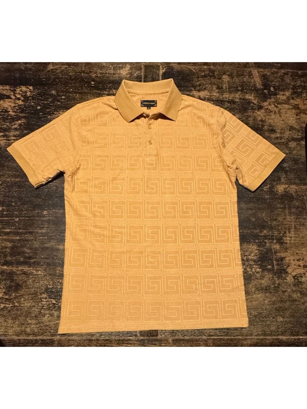 Cotton knit polo, American Breed, Greek key pattern(0141)